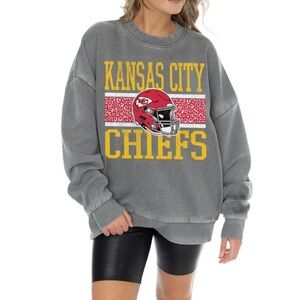 Women's Gameday Couture Gray Kansas City Chiefs Vintage Wash Fleece Pullover XXL
